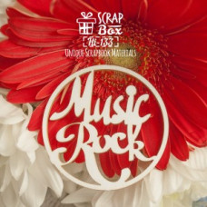 Чіпборд напис "music Rock" в колі, розмір 50 * 50 мм від Scrapbox