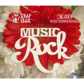 Чіпборд напис "music Rock", розмір 78 * 55 мм від Scrapbox