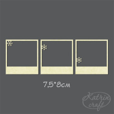 Чіпборд Набір полароїдні рамки зі сніжинками 3шт 7,5x8см від Katrin Craft.