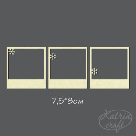 Чипборд Набор полароидные рамки со снежинками 3шт 7,5x8см от Katrin Craft.