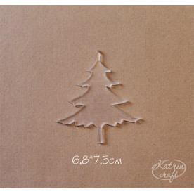 Акриловая Ёлка большая 6,8x7,5см от Katrin Craft. Размер 6,8x7,5см