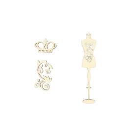 Вырубки из дерева Манекен размер 10 см, корона 3,2 см, завиток 4,5 см 3 шт.от Scrapberry's