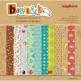 Набір паперу Басик 15х15 см 24 листа від ScrapBerry's. 