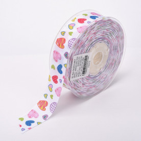 Репсова стрічка Серденька 25 мм, 90 см