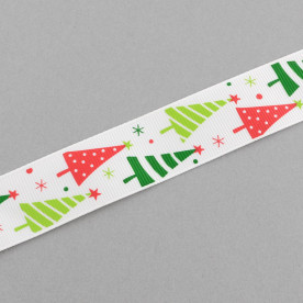Репсовая лента Стилизованные елочки, 16 мм, 1 м