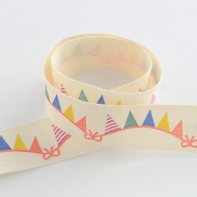 Бавовняна стрічка Прапорці, 15 мм, 90 см.