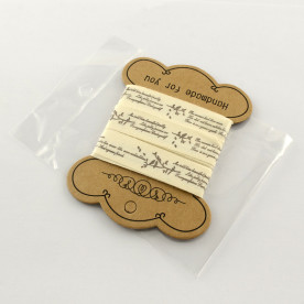 Бавовняна стрічка Текст і птиці 15 мм, 1,8 м