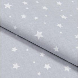 Бязь набивна, Зірочки на сірому фоні, 50х50 см, бавовна 100%, 140 г/м²