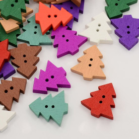 Набір різнокольорових гудзиків Ялинка 23 мм, 5 шт.