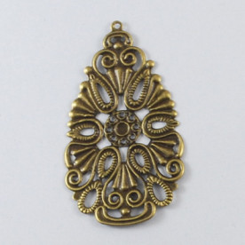 Металлическое украшение Капля, античная бронза, 47х27 мм