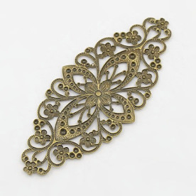 Металлическое украшение Цветочный овал, античная бронза, 82х35 мм