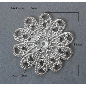 Металлическое украшение Круг, античная серебро, 17 мм