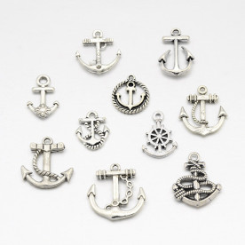 Набір підвісок якірцями, античне срібло, 10 шт.