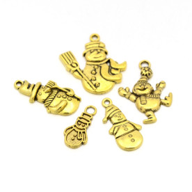 Набір підвісок Сніговики, античне золото, 5 шт.