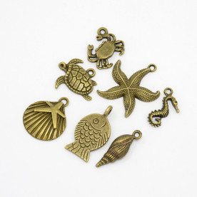 Набор подвесок Подводный мир, античная бронза, 7 шт.