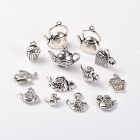 Набір підвісок Чайний, античне срібло, 12 шт.