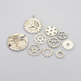 Набор подвесок Шестеренки, античное серебро, 10 шт.