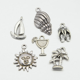 Набір підвісок Пляжний, античне срібло, 6 шт.