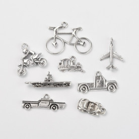 Набор подвесок Транспорт, античное серебро, 8 шт.
