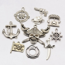 Набір підвісок Піратський, античне срібло, 10 шт.