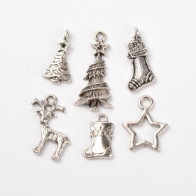 Набір підвісок Різдво, античне срібло, 6 шт.