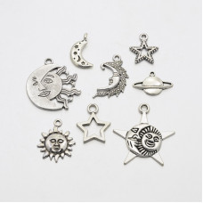 Набір підвісок Зоряна ніч, античне срібло, 8 шт.