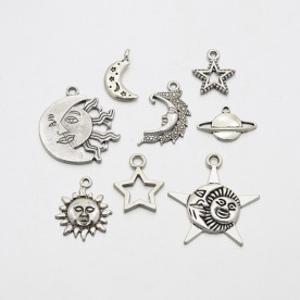 Набір підвісок Зоряна ніч, античне срібло, 8 шт.