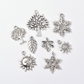 Набор подвесок Природа, античное серебро, 8 шт.