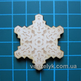 Деревянное украшение Cнежинка 06  40x35 мм Вензелик