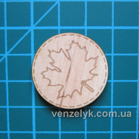 Дерев'яне прикраса Кружечок клиновий листок 03 28x28мм від Вензелік