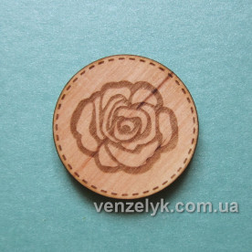 Дерев'яне прикраса Кружечок троянда 05 28x28мм від Вензелік