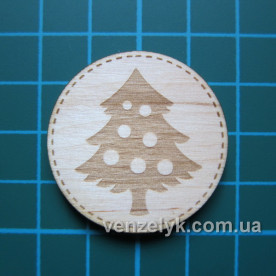 Дерев'яне прикраса Кружечок ялинка 12 35x35мм від Вензелік