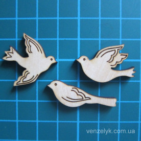 Дерев'яне прикраса Набір пташок 60x45 мм від Вензелік