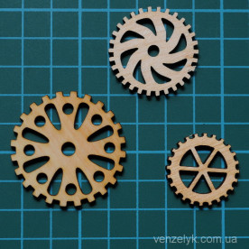 Дерев'яне прикраса Набір шестерень 60x70 мм від Вензелік