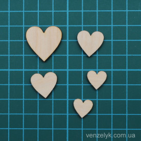 Деревянное украшение Сердечки 02 70x27 мм от Вензелик