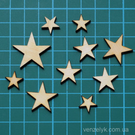 Дерев'яне прикраса Набір зірочок 03 70x63 мм від Вензелік
