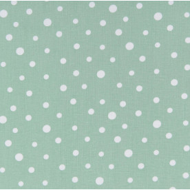 Бязь набивная, Горошек на зеленом фоне, 50х50 см, хлопок 100%, 140 г/м²
