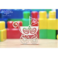 Чіпборд Коляска вінтажна 75x70 мм від Вензелік