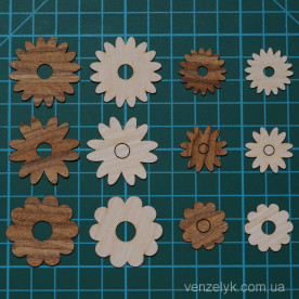 Набор Цветочков (шпон) 12 шт, 24*35 мм от Вензелик