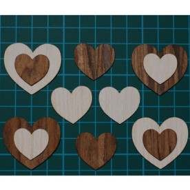 Набор сердечек (шпон) 12 шт, 22-36 мм от Вензелик
