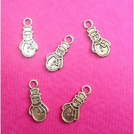 Металлическая подвеска Снеговик, античное золото, 1 шт.