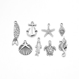 Набір підвісок На дні морському, античне срібло, 8 шт.