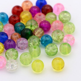 Набір скляних намистин - кракле, різнокольорові, 6 мм, 10 шт.