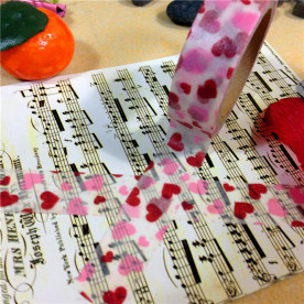 Паперовий скотч Сердечки на білому, 15 мм, 6 м.