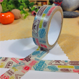 Бумажный скотч Почтовые штампы, 15 мм, 5 м.