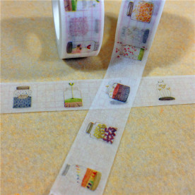 Бумажный скотч Баночки, 15 мм, 10 м.