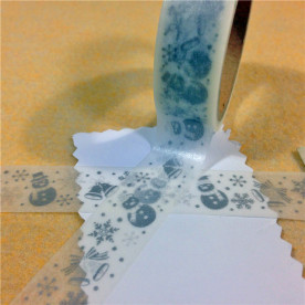 Бумажный скотч Новый год в серебре, 15 мм, 5 м.