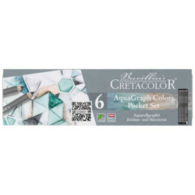 Набір графітних водорозчинних олівців Aqua Graph Colors 6 шт, металева коробка, Cretacolor