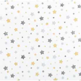 Бязь набивна, Зірочки сіро-жовті, 50х50 см, бавовна 100%, 120 г/м²