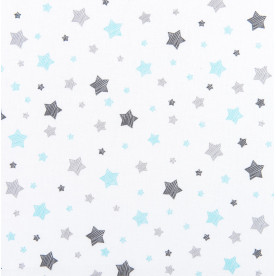 Бязь набивная, Звездочки серо-бирюзовые, 50х45 см, хлопок 100%, 100 г/м²